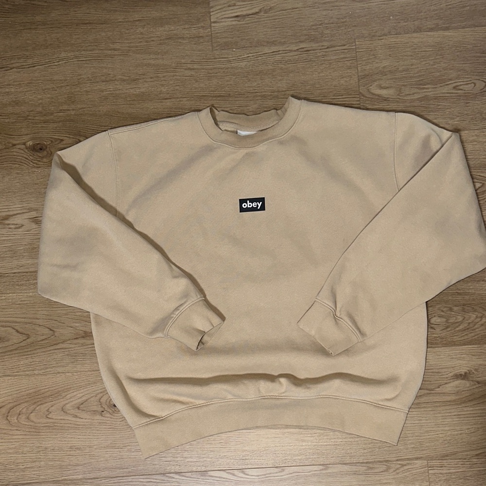 Obey Men's Beige Crewneck Sweater